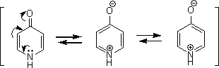 ピリドン-2-オンの双性イオン系共鳴構造式